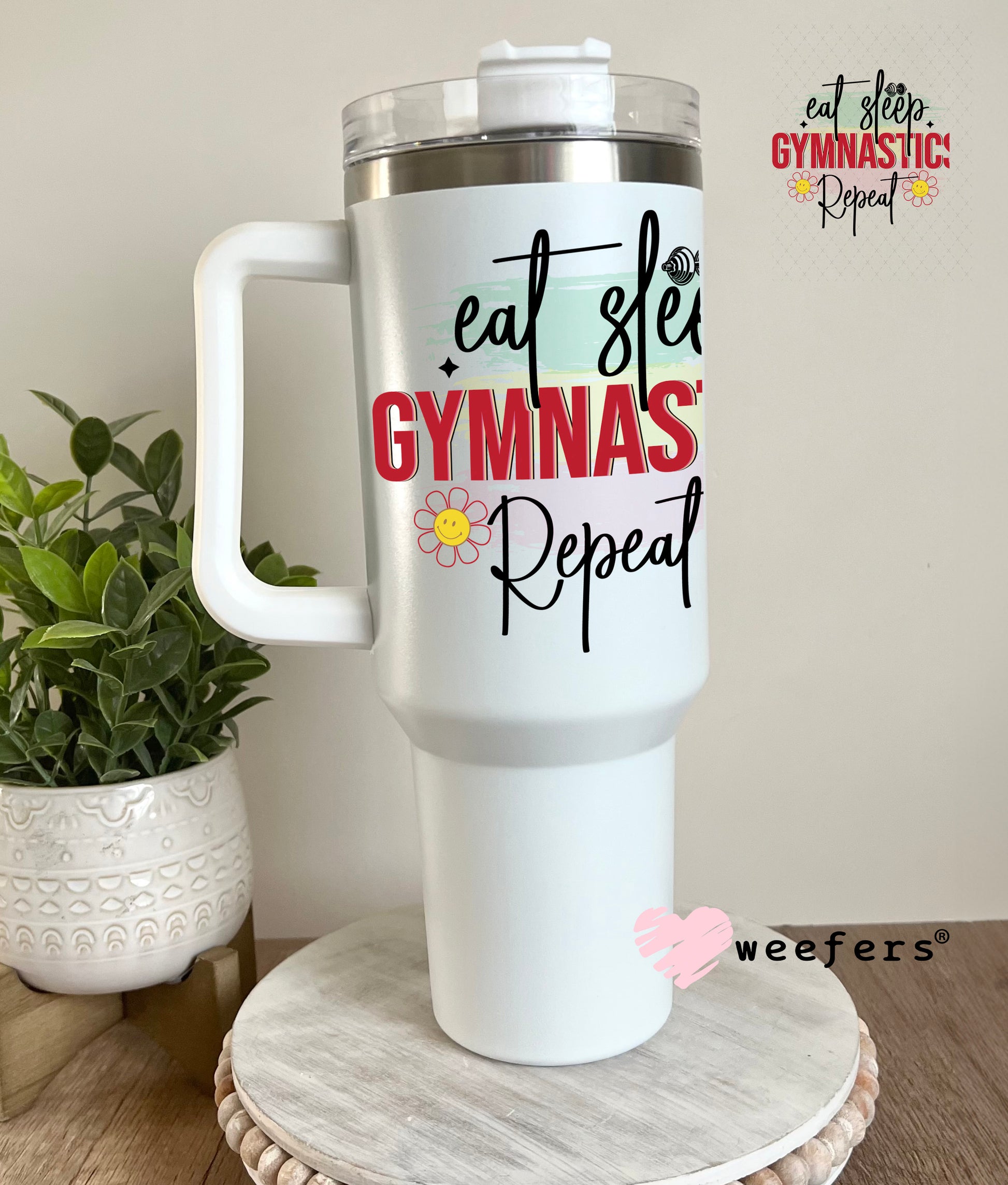 UV DTF Decal - Eat Sleep Gymnastics Repeat 40oz Tumbler Decal Weefers