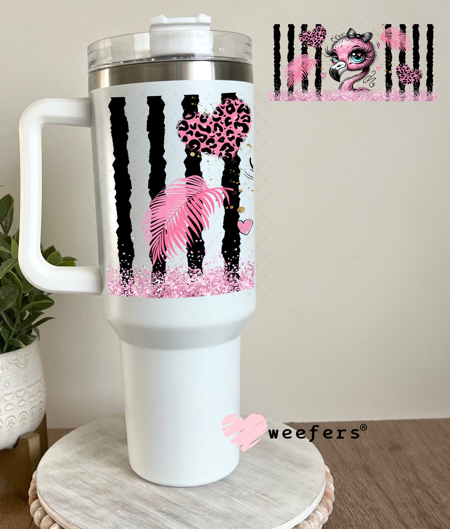 UV DTF Cup Wrap – Bougee Flamingo 40oz Tumbler Cup Wrap Weefers