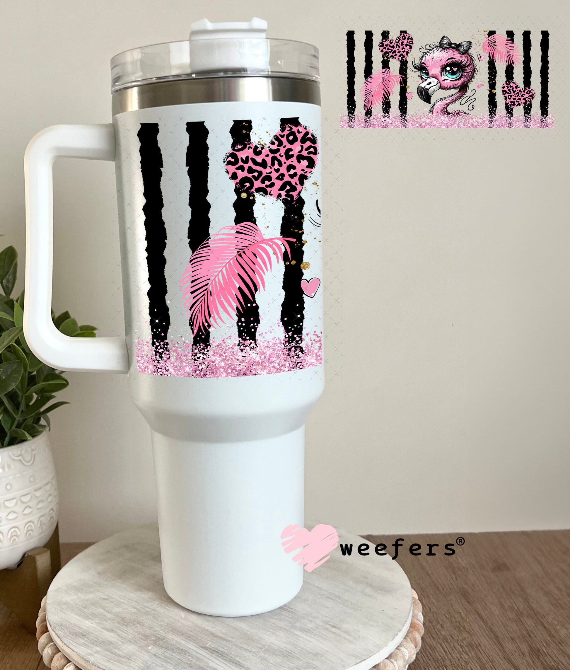 UV DTF Cup Wrap – Bougee Flamingo 40oz Tumbler Cup Wrap Weefers