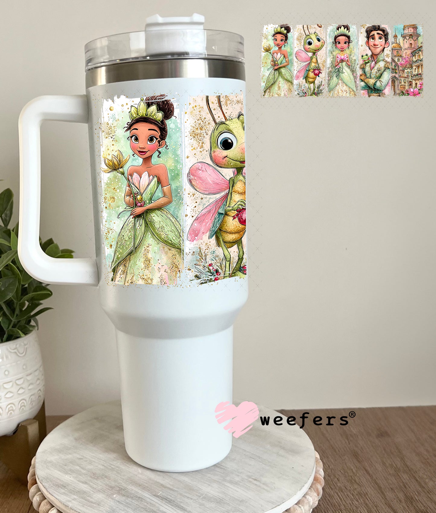 UV DTF Cup Wrap – Green Princess 40oz Tumbler Cup Wrap Weefers