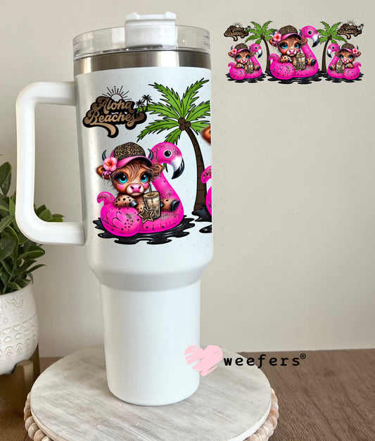 UV DTF Cup Wrap – Highland Cow Flamingo Floatie 40oz Tumbler Cup Wrap Weefers