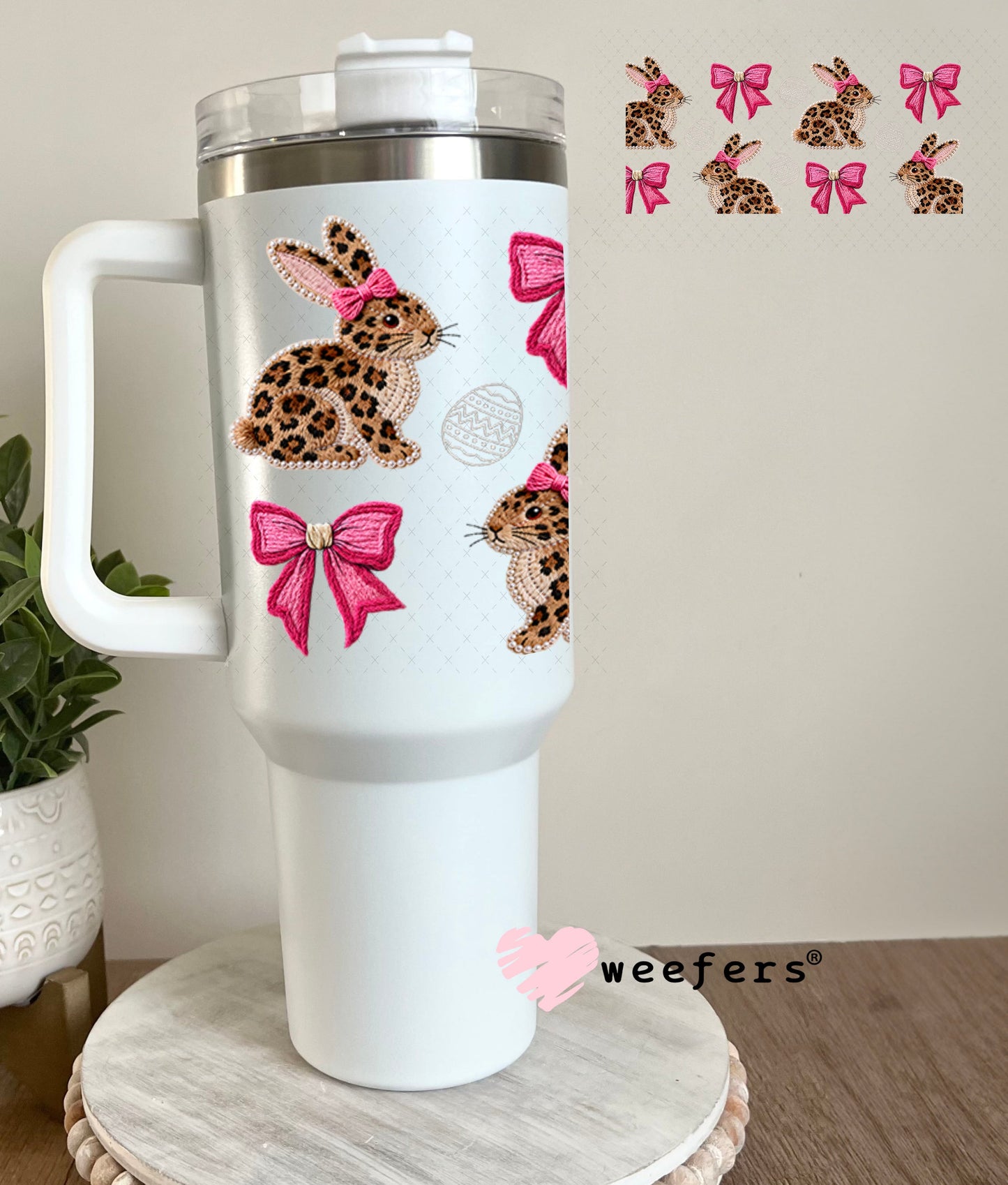 UV DTF Cup Wrap – Leopard Bunnies - Weefers Exclusive 40oz Tumbler Wrap Weefers
