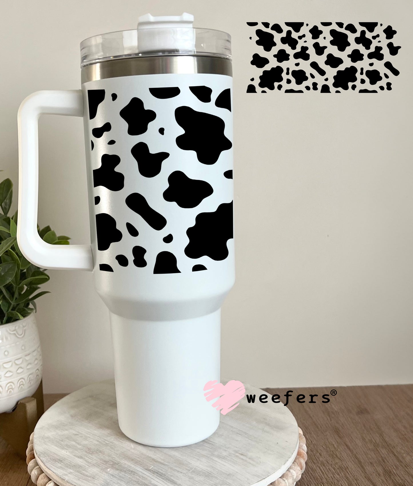 Black Cow Print UV DTF 40oz Tumbler Cup Wrap