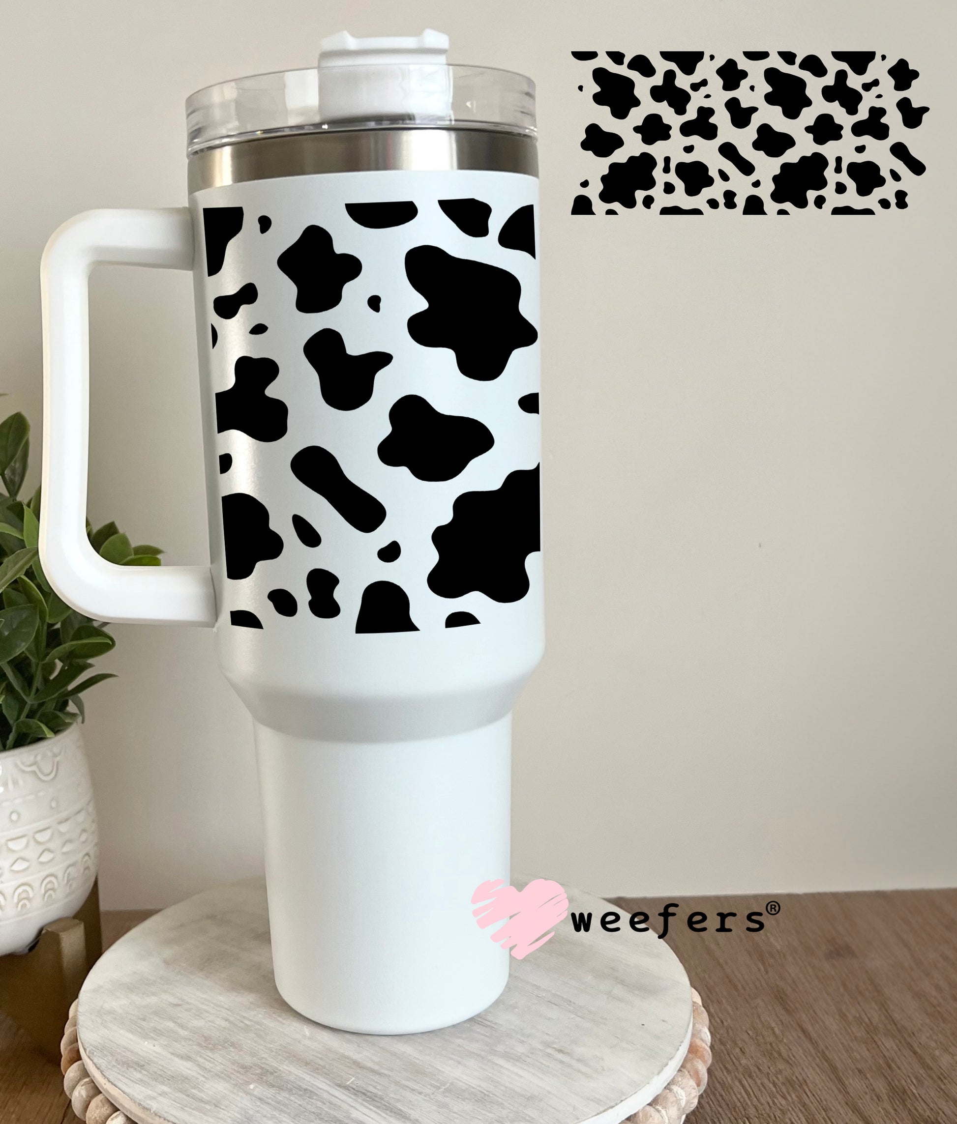 Black Cow Print UV DTF 40oz Tumbler Cup Wrap