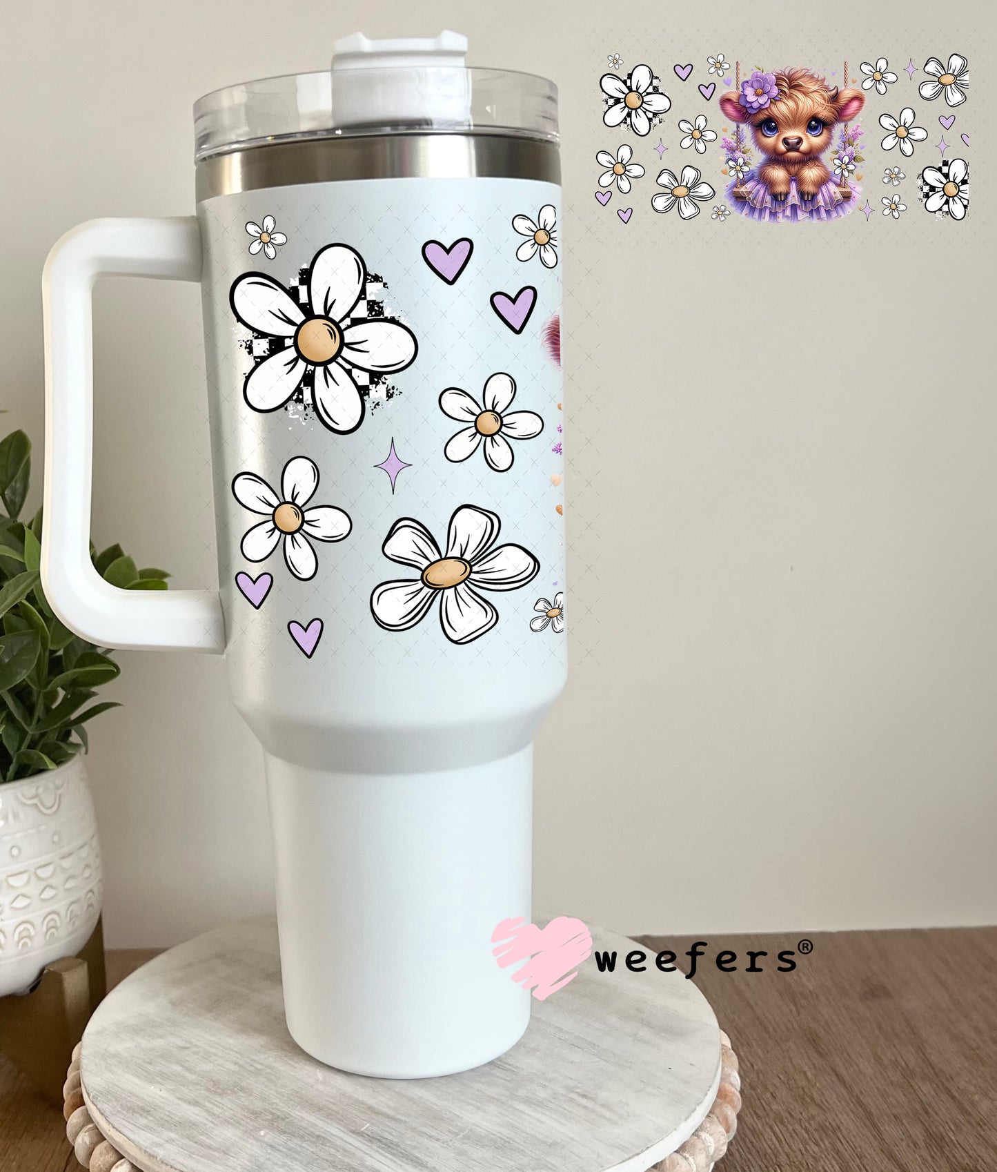 UV DTF Cup Wrap – Baby Cow Purple Tutu 40oz Tumbler Cup Wrap Weefers