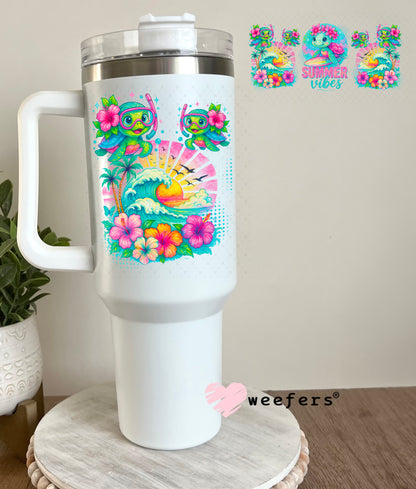 UV DTF Cup Wrap – Summer Vibes Seaturtles 40oz Tumbler Cup Wrap Weefers