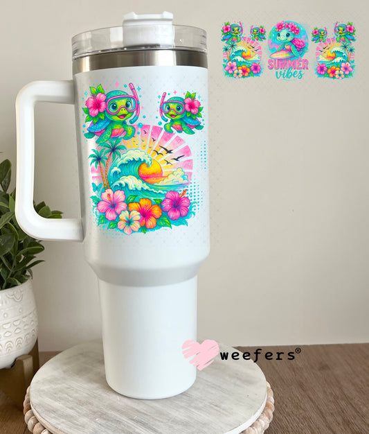 UV DTF Cup Wrap – Summer Vibes Seaturtles 40oz Tumbler Cup Wrap Weefers