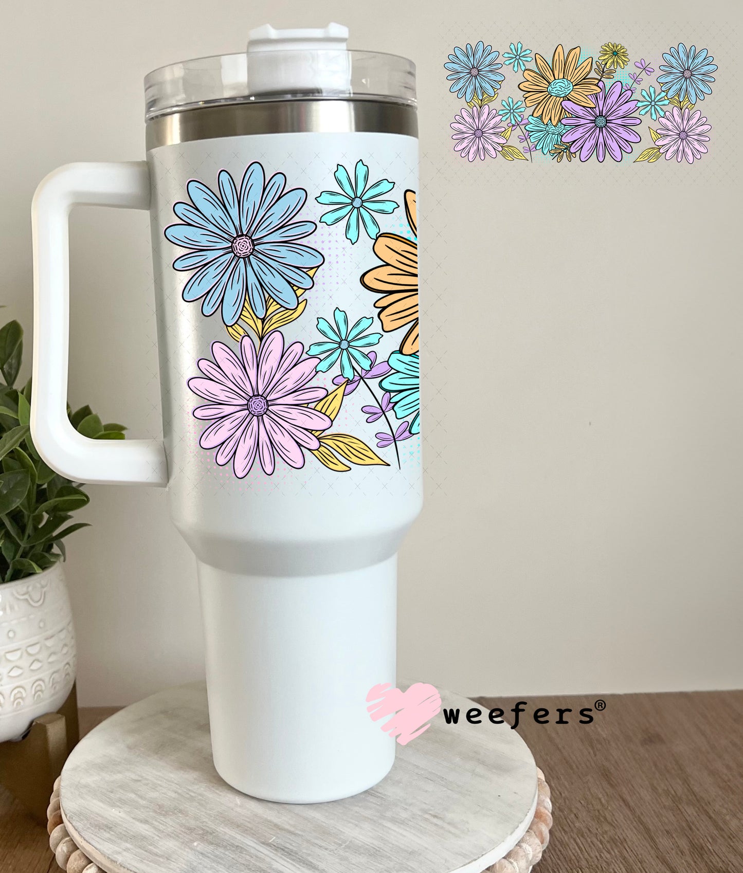 UV DTF Cup Wrap – Spring Flowers 40oz Tumbler Cup Wrap Weefers