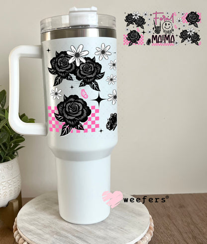 UV DTF Cup Wrap – Feral Mama Pink and Black 40oz Tumbler Cup Wrap Weefers