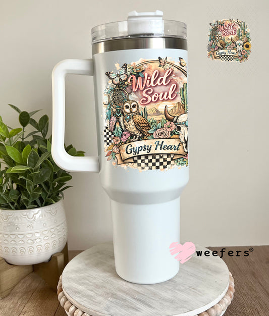 UV DTF Decal - Wild Soul Gypsy Heart 40oz Tumbler Decal Weefers