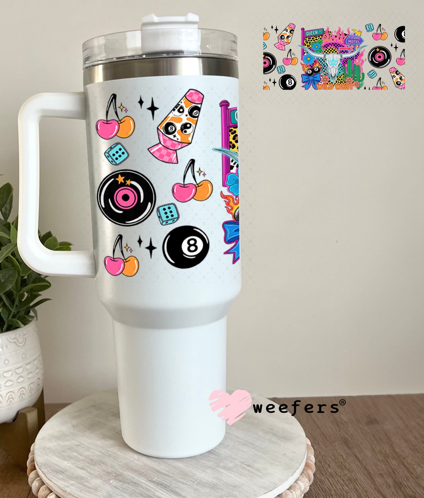 UV DTF Cup Wrap – Cosmic Motel - Weefers® Exclusive 40oz Tumbler Wrap Weefers