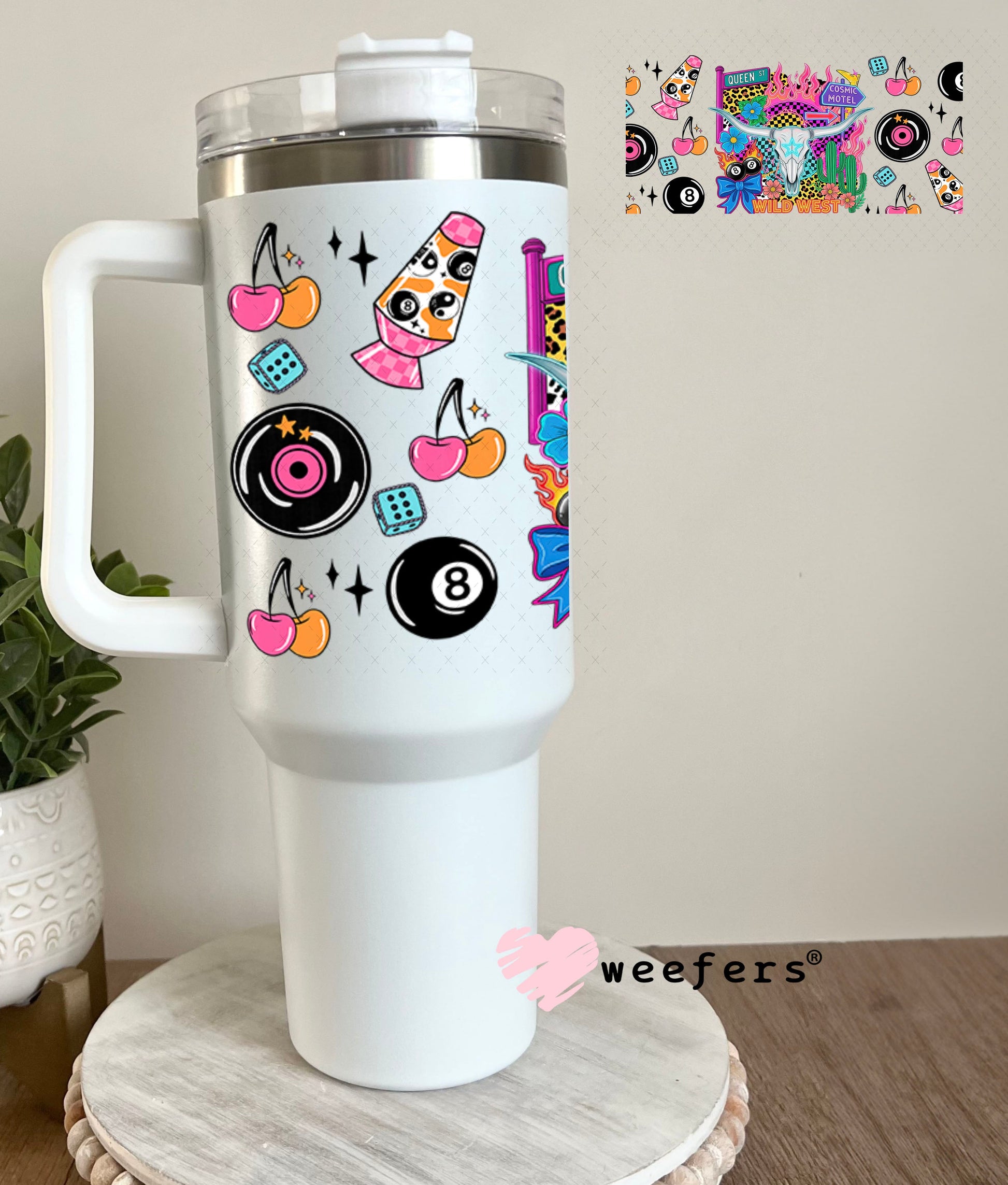 UV DTF Cup Wrap – Cosmic Motel - Weefers® Exclusive 40oz Tumbler Wrap Weefers