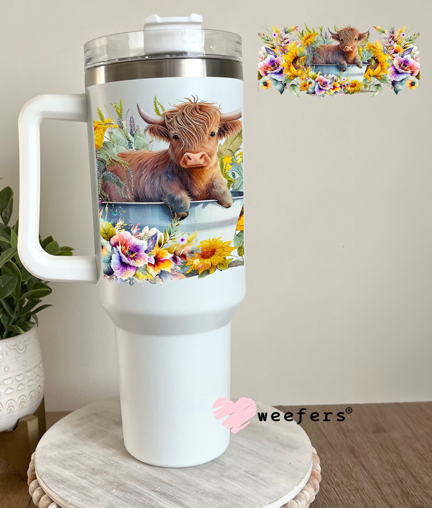 Baby Highlander Cow Bathtub UV DTF 40oz Tumbler Cup Wrap