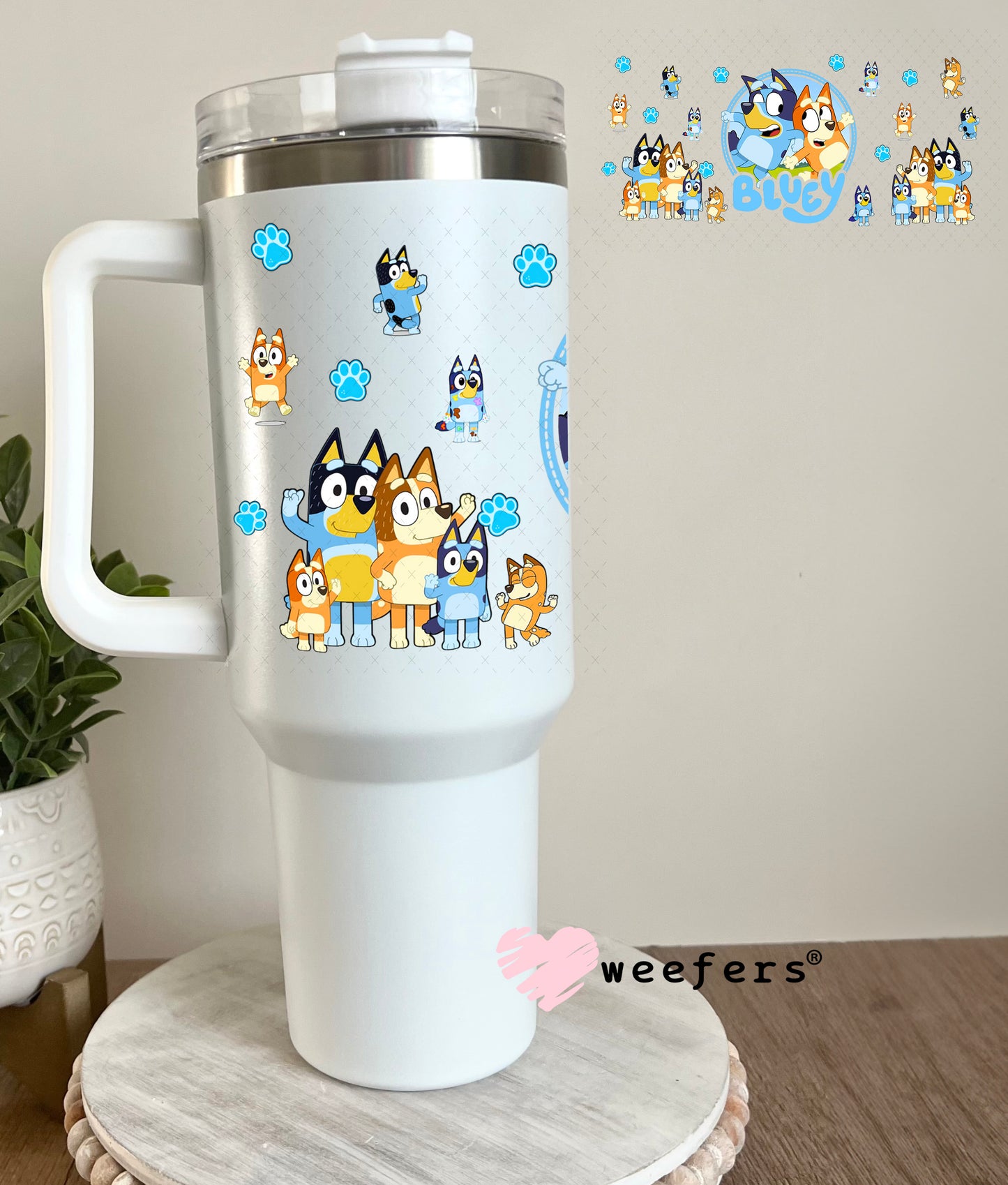 UV DTF Cup Wrap – Blue Dog 40oz Tumbler Cup Wrap Weefers