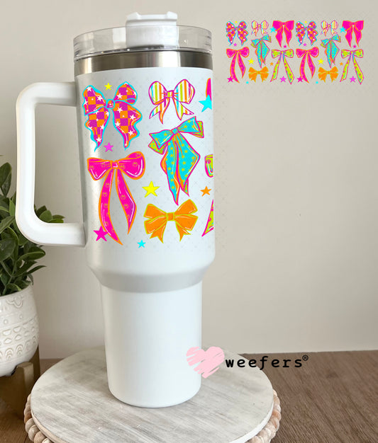 UV DTF Cup Wrap – Retro Bright Bows 40oz Tumbler Cup Wrap Weefers