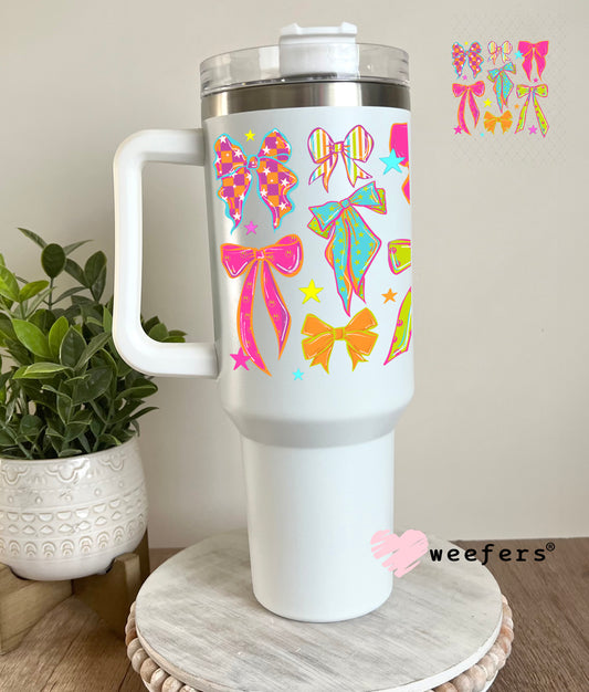 UV DTF Decal - Retro Bright Bows 40oz Tumbler Decal Weefers