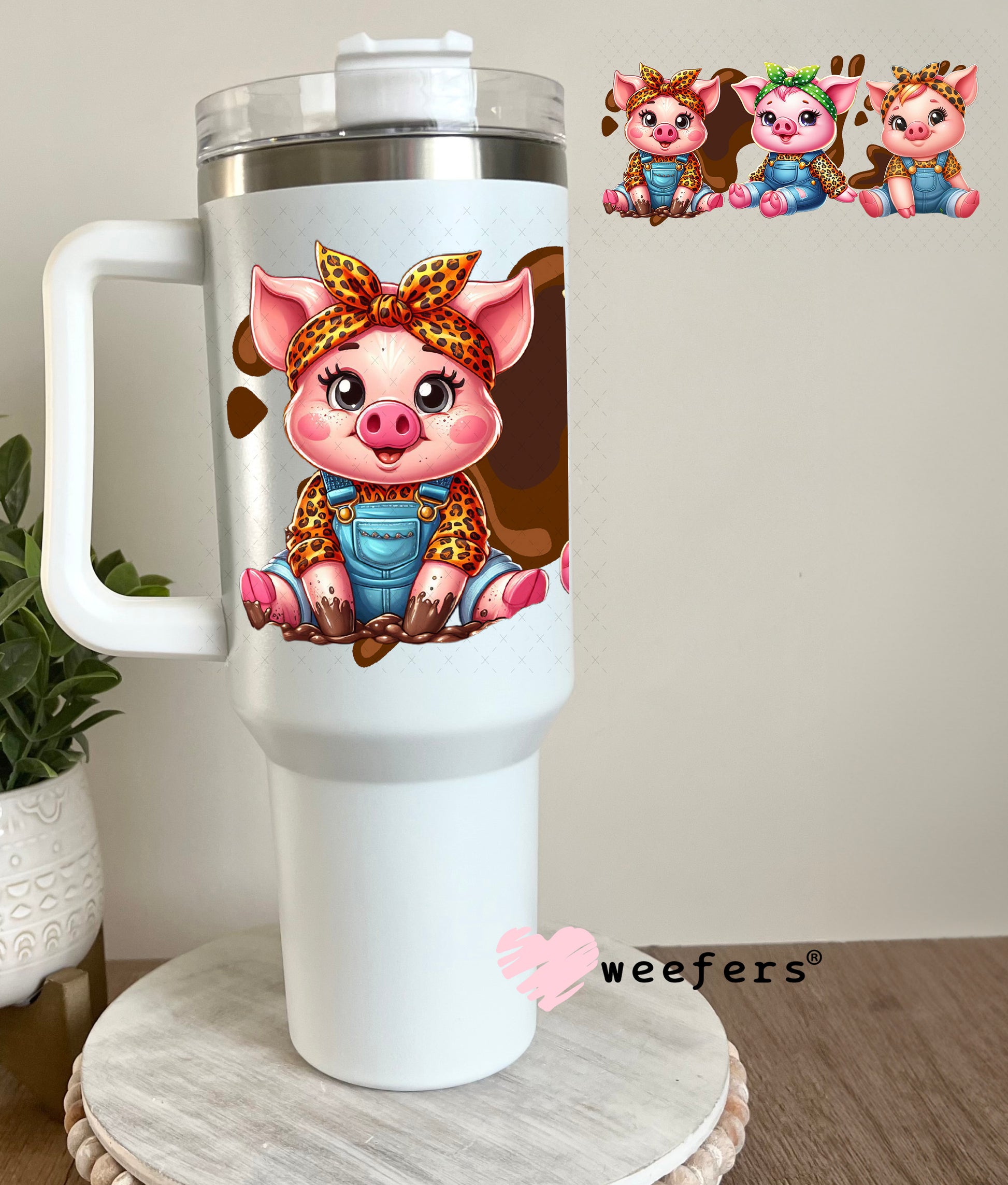 UV DTF Cup Wrap – Bougie Girlfriend Pig Friends 40oz Tumbler Cup Wrap Weefers