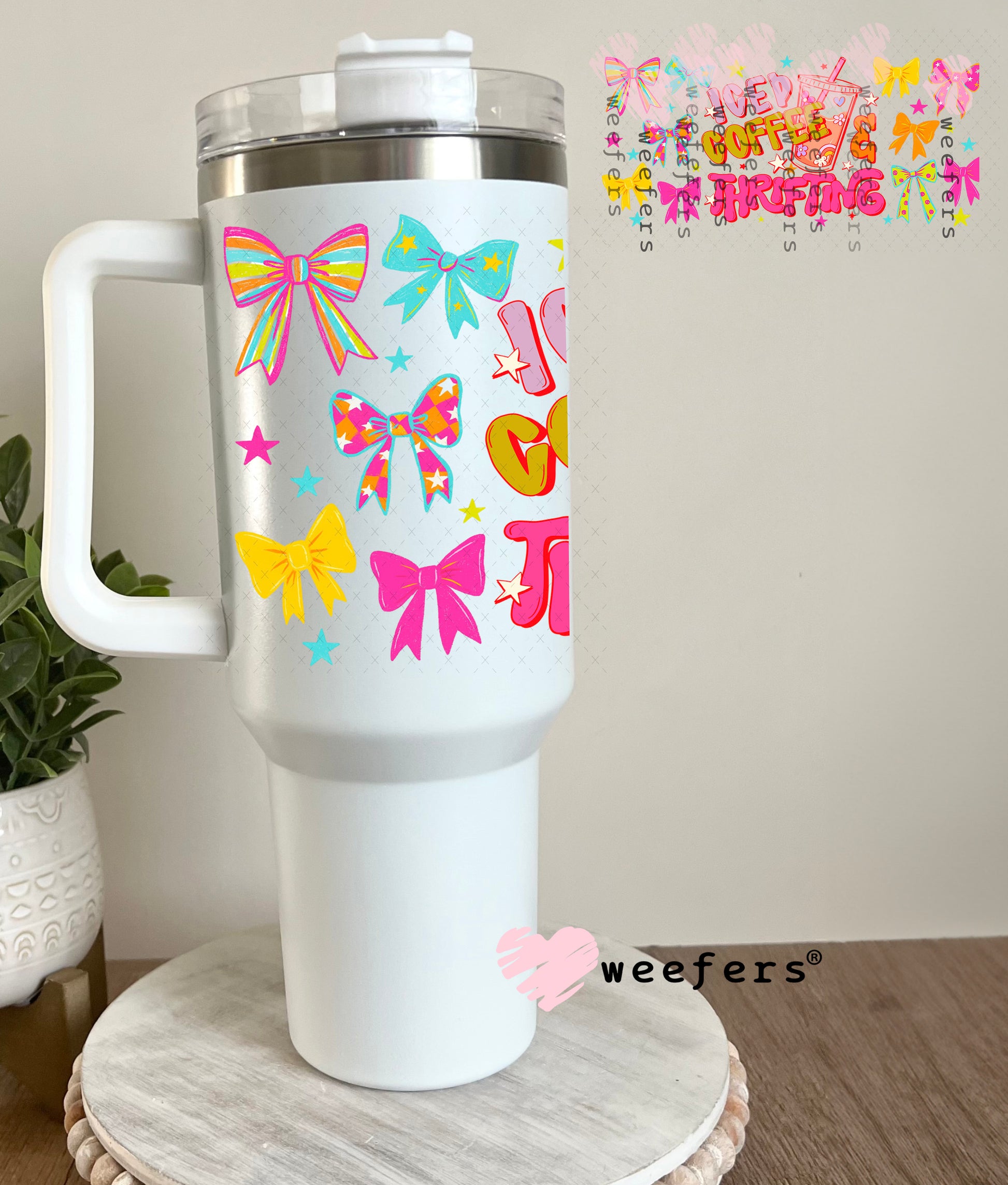 UV DTF Cup Wrap – Iced Coffee and Thrifting - Weefers Exclusive Weefers