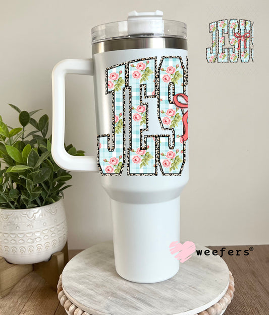UV DTF Decal - Jesus Coquette Bow and Paisley 40oz Tumbler Decal Weefers