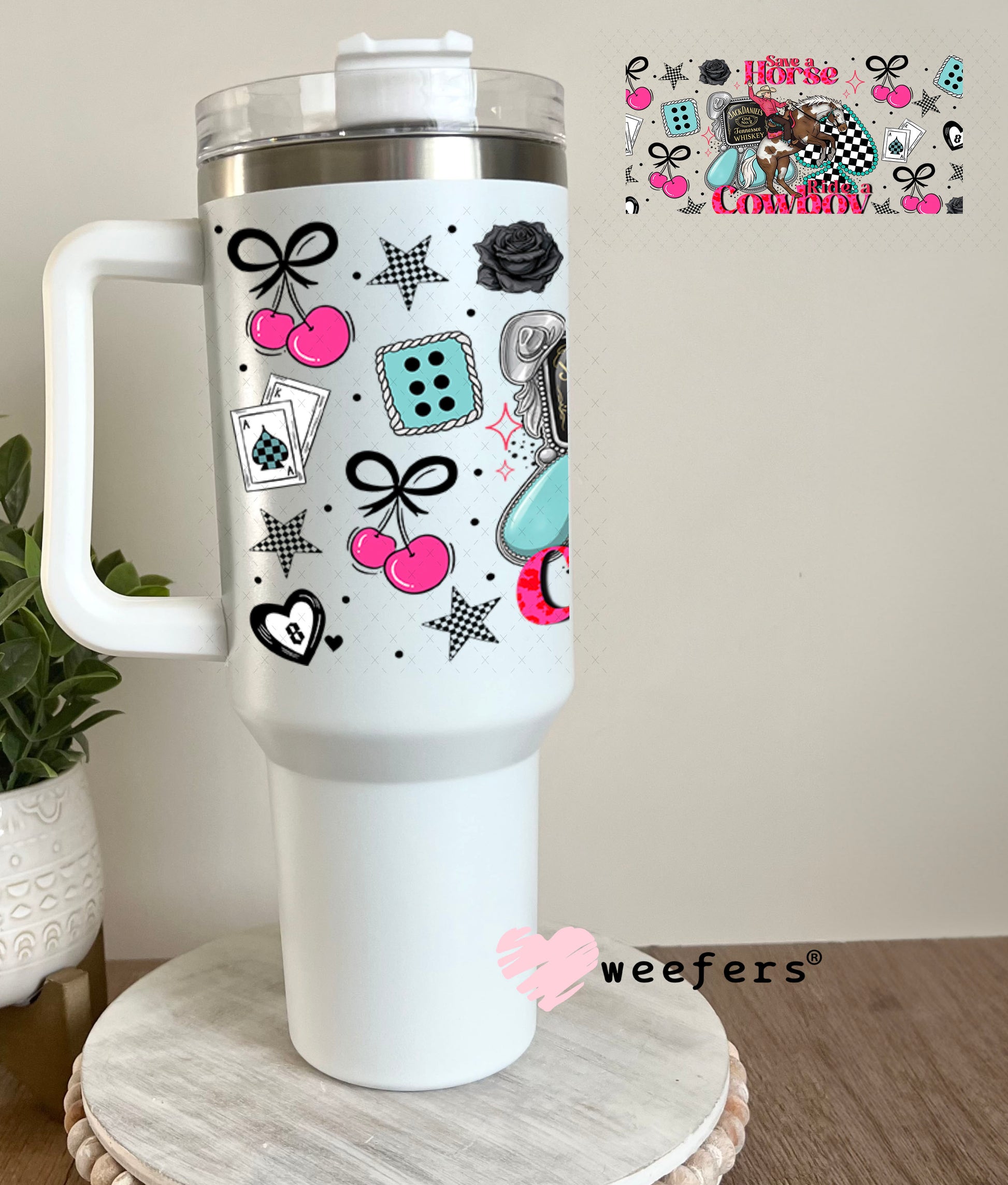 UV DTF Cup Wrap – Save a Horse Ride a Cowboy - Weefers Exclusive 40oz Tumbler Cup Wrap Weefers