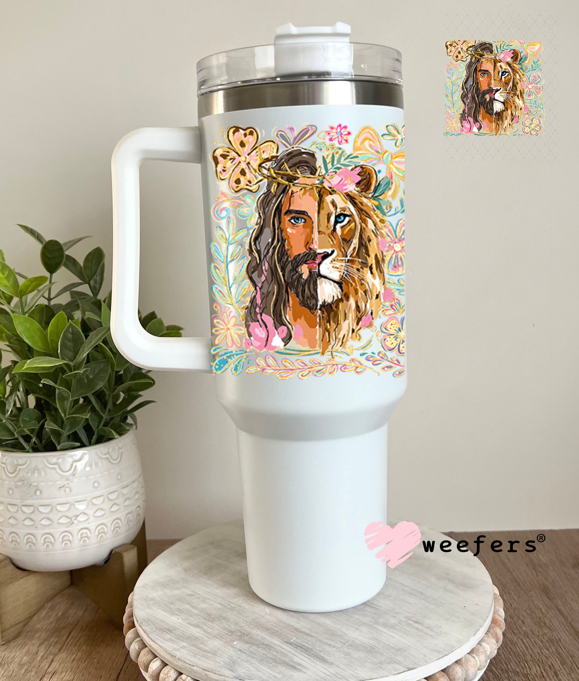 UV DTF Decal - Jesus Lion 40oz Tumbler Decal Weefers