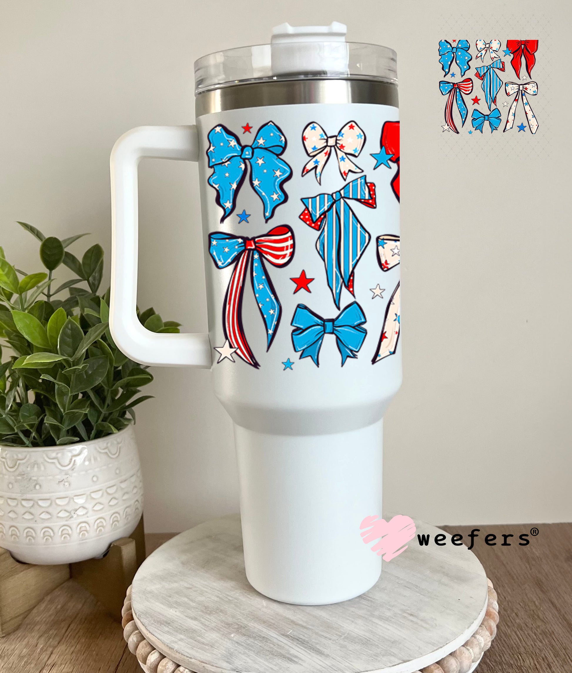 UV DTF Decal - Patriotic Bows 40oz Tumbler Decal Weefers