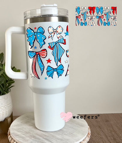 UV DTF Cup Wrap – Patriotic Bows 40oz Tumbler Cup Wrap Weefers