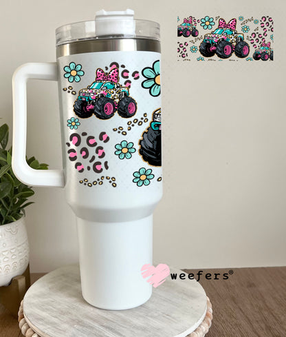 UV DTF Cup Wrap – Girly Leopard Monster Truck - Weefers Exclusive 40oz Tumbler Cup Wrap Weefers