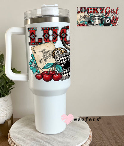 UV DTF Cup Wrap – Lucky Girl 40oz Tumbler Cup Wrap Weefers