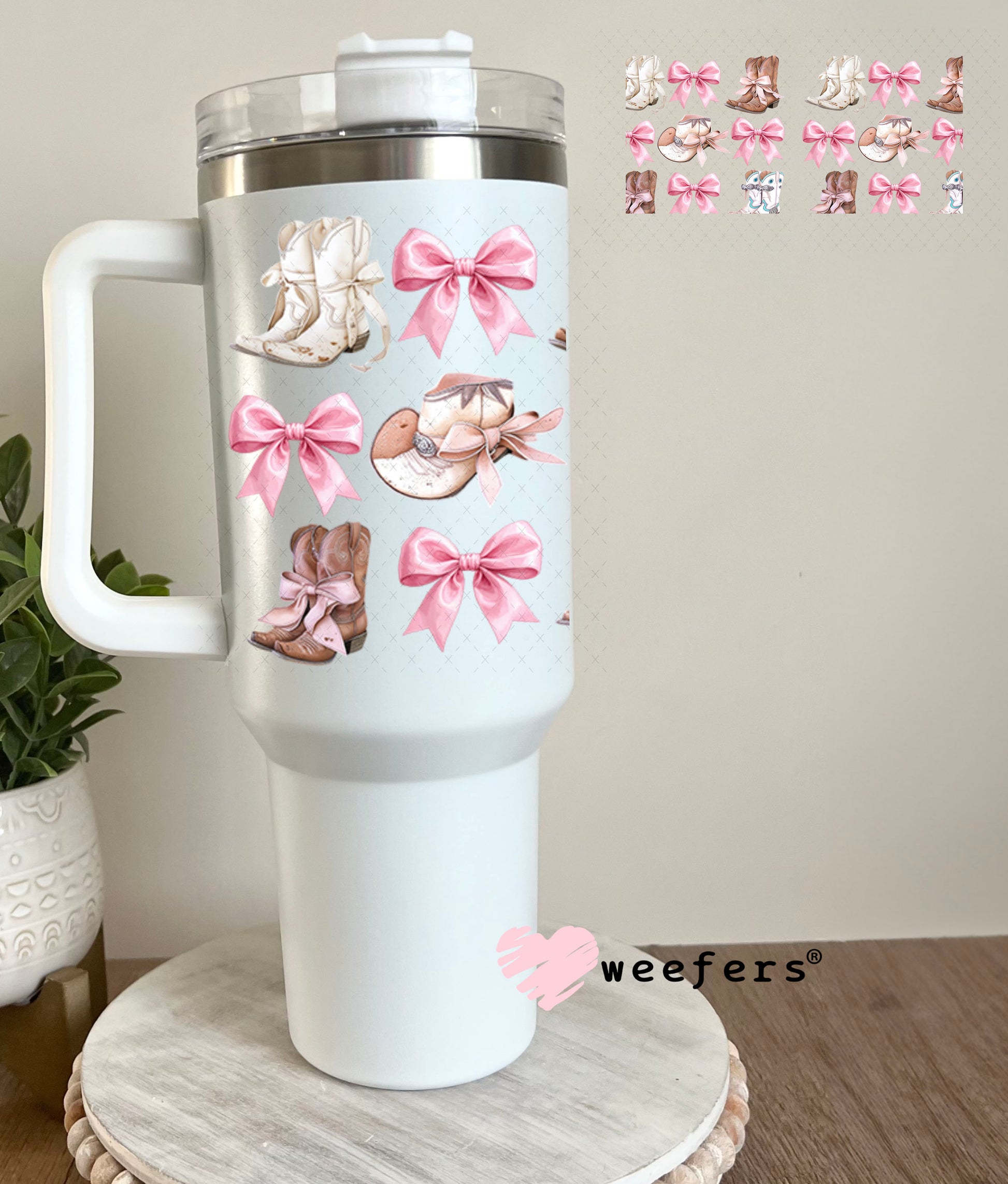 UV DTF Cup Wrap – Boots and Bows 40oz Tumbler Cup Wrap Weefers