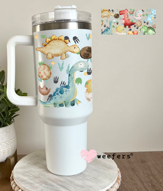 UV DTF Cup Wrap – Watercolor Dinosaurs 40oz Tumbler Cup Wrap Weefers