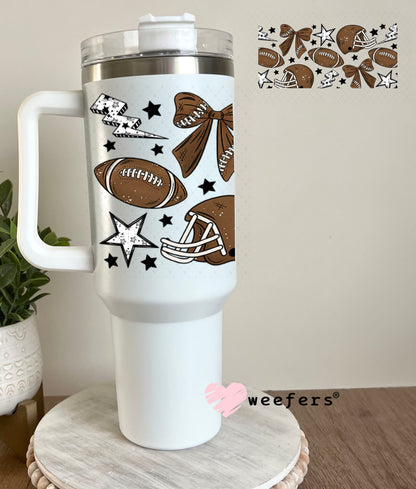 UV DTF Cup Wrap – Football and Bows 40oz Tumbler Cup Wrap Weefers