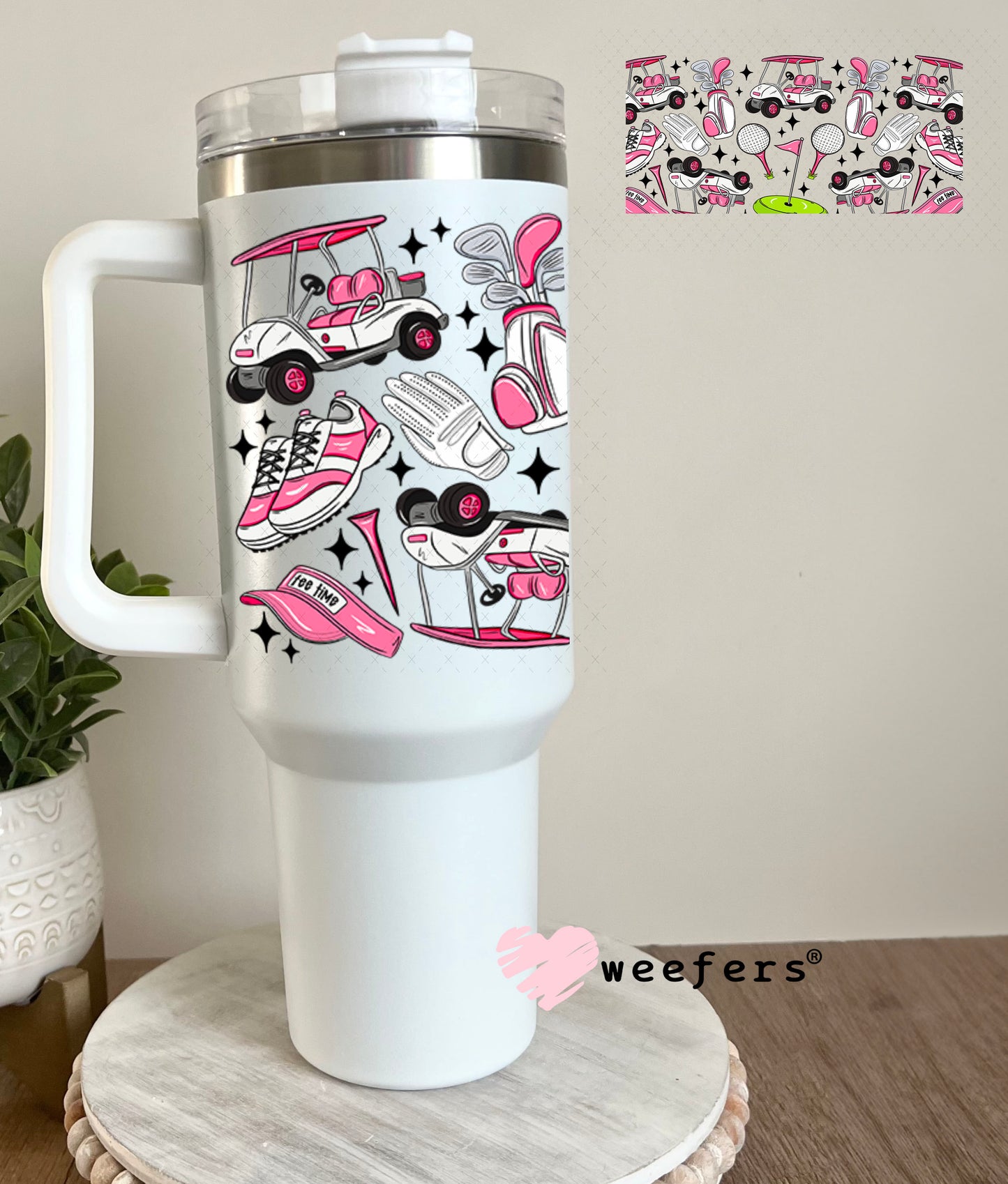 UV DTF Cup Wrap – Pink Golf Favorite Things 40oz Tumbler Cup Wrap Weefers