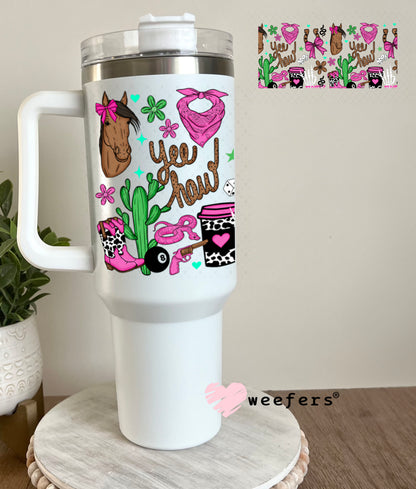 UV DTF Cup Wrap – Yee Haw Western Magenta 40oz Tumbler Cup Wrap Weefers