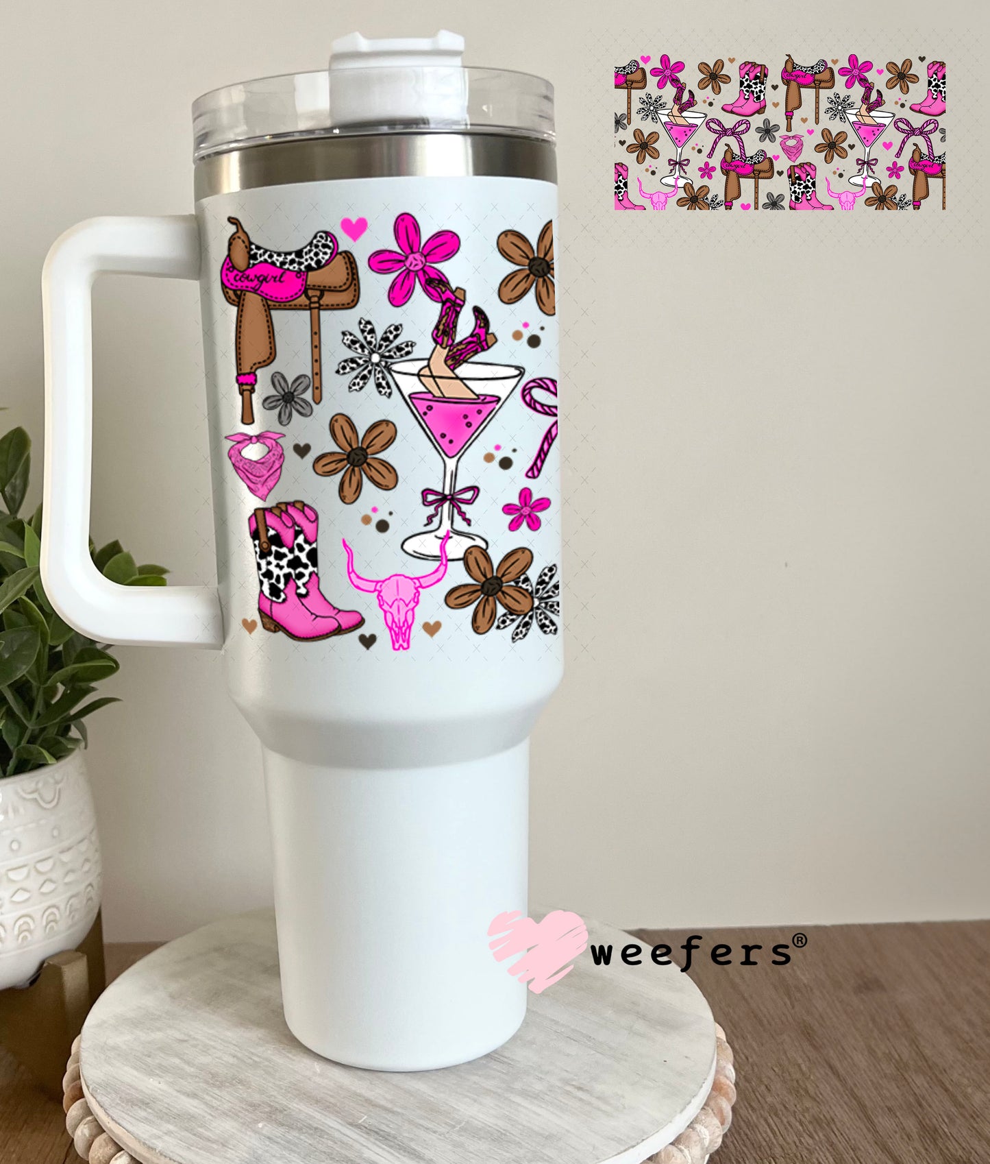 UV DTF Cup Wrap – Western Boots and Martinis 40oz Tumbler Cup Wrap Weefers