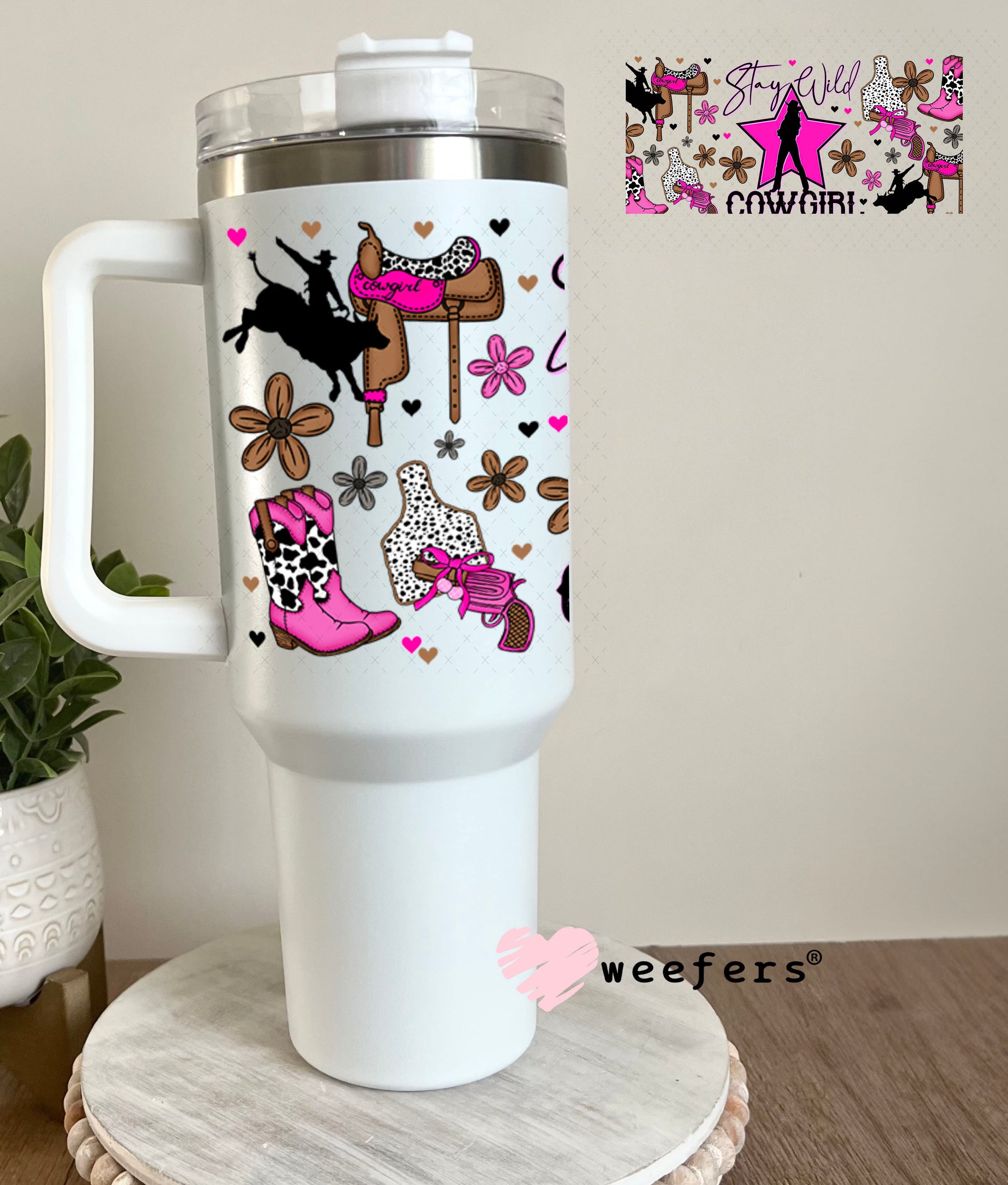 UV DTF Cup Wrap – Stay Well Cowgirls 40oz Tumbler Cup Wrap Weefers