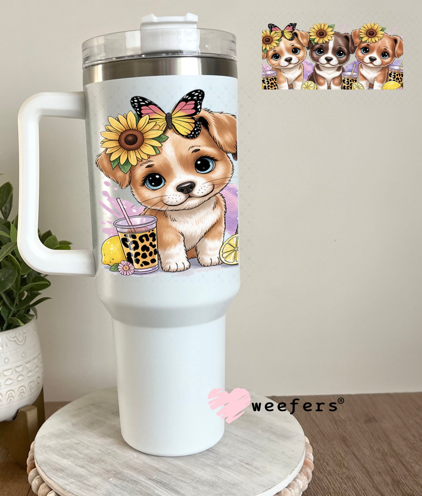 UV DTF Cup Wrap – Puppy Dog Friends 40oz Tumbler Cup Wrap Weefers
