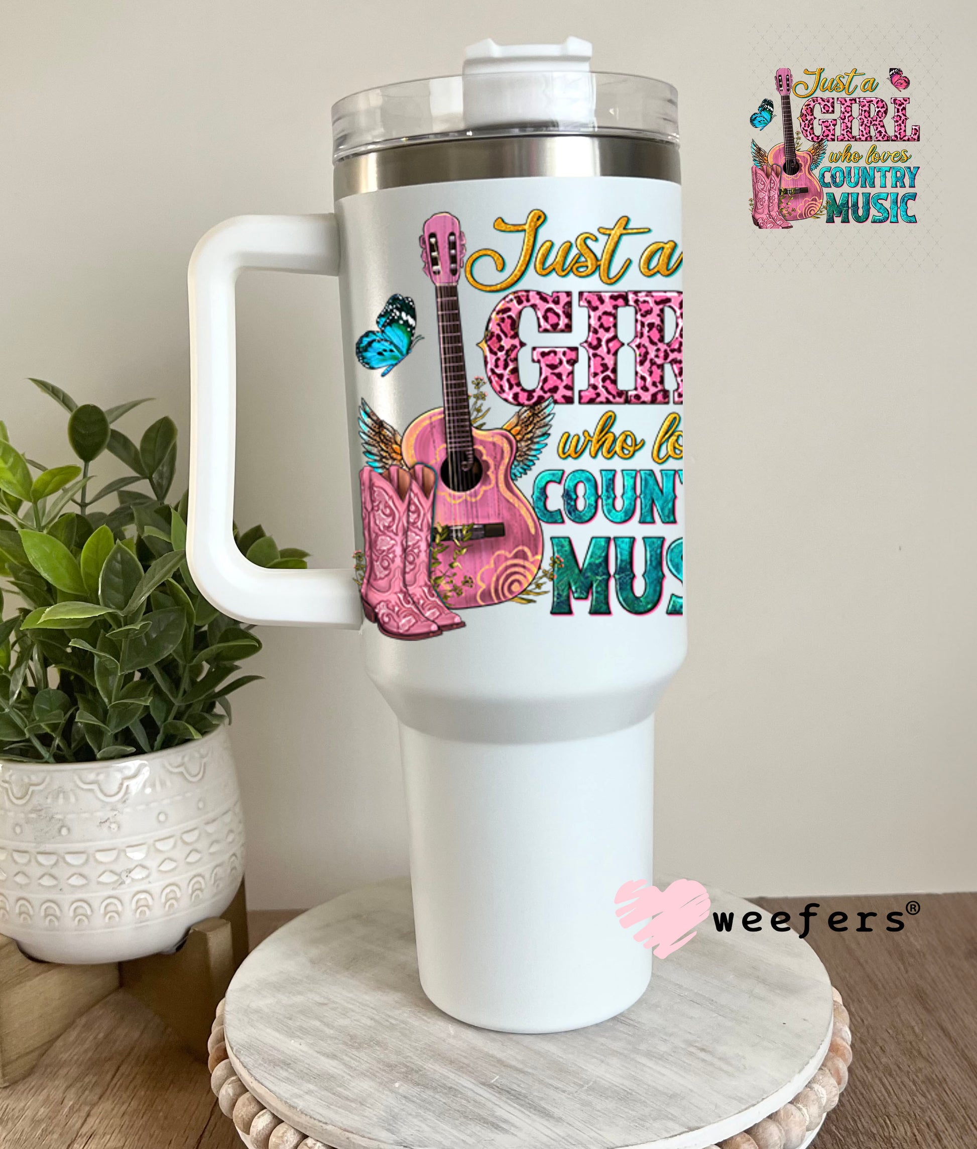 UV DTF Decal - Just a Girl Who Loves Country Music 40oz Tumbler Decal Weefers