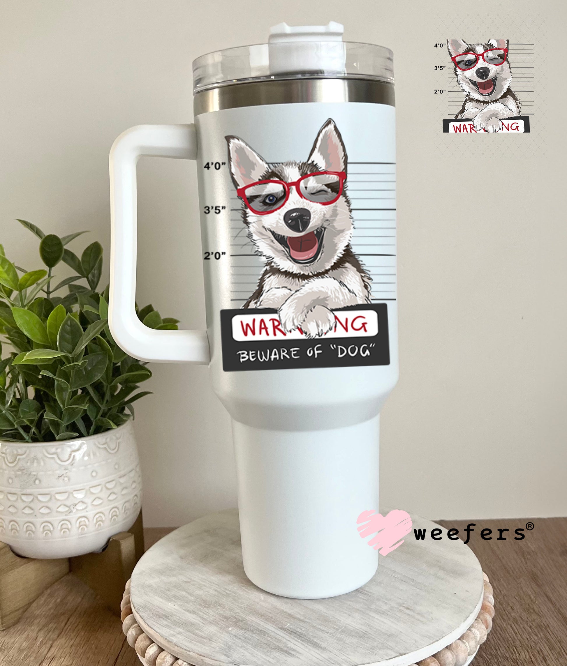 UV DTF Decal - Happy Husky Mug Shot 40oz Tumbler Decal Weefers