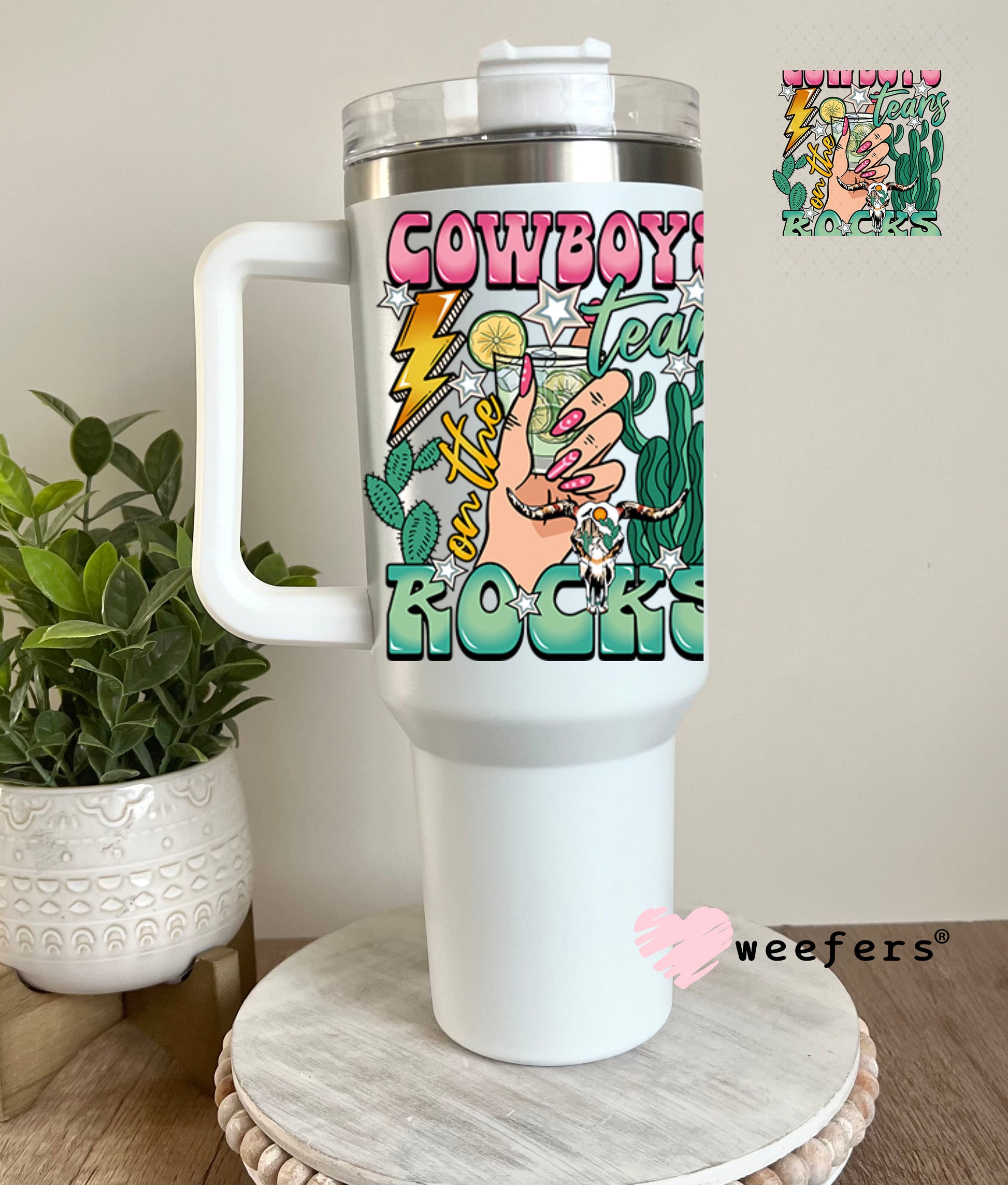 UV DTF Decal -Cowboy Tears 40oz Tumbler Decal Weefers
