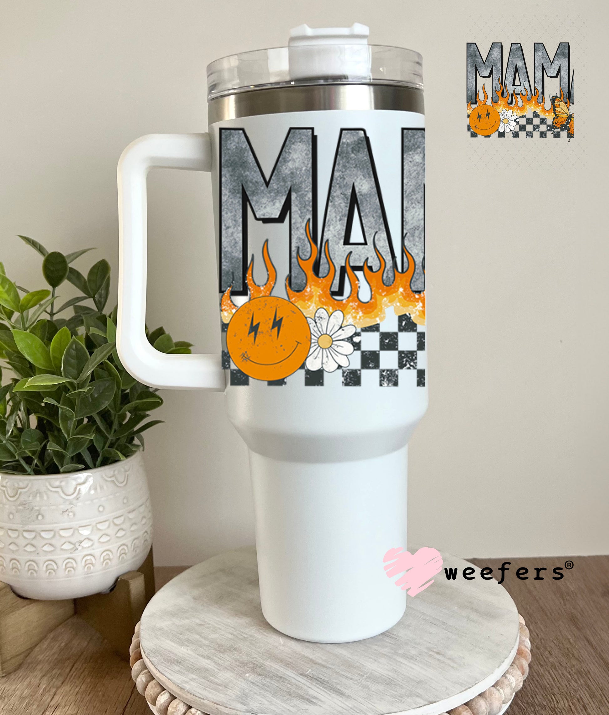 UV DTF Decal - Mama Flames 40oz Tumbler Decal Weefers