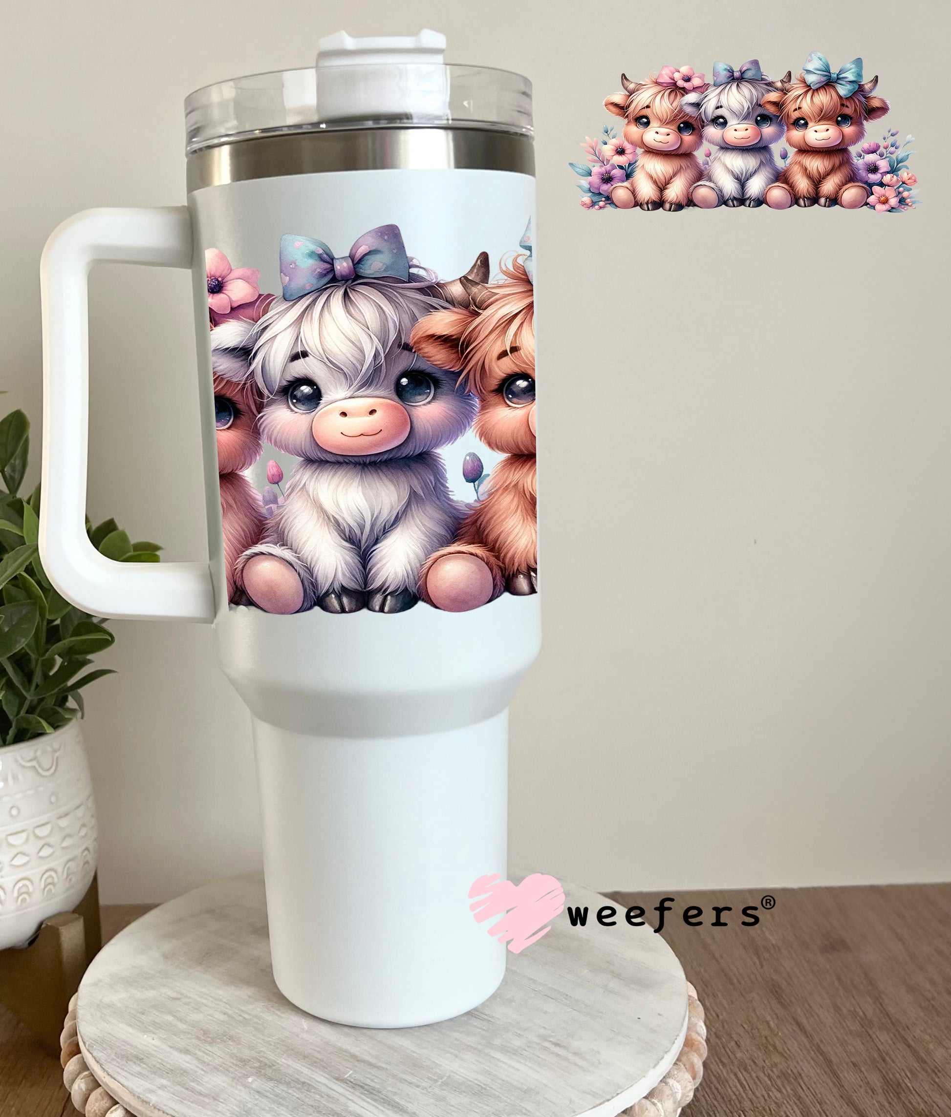 Baby Trio Highlander Cows Western UV DTF 40oz Tumbler Cup Wrap