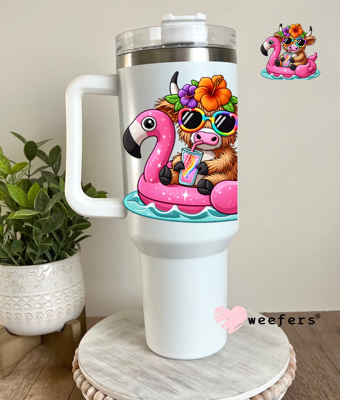 UV DTF Decal - Floating Highlander Cow 40oz Tumbler Decal Weefers