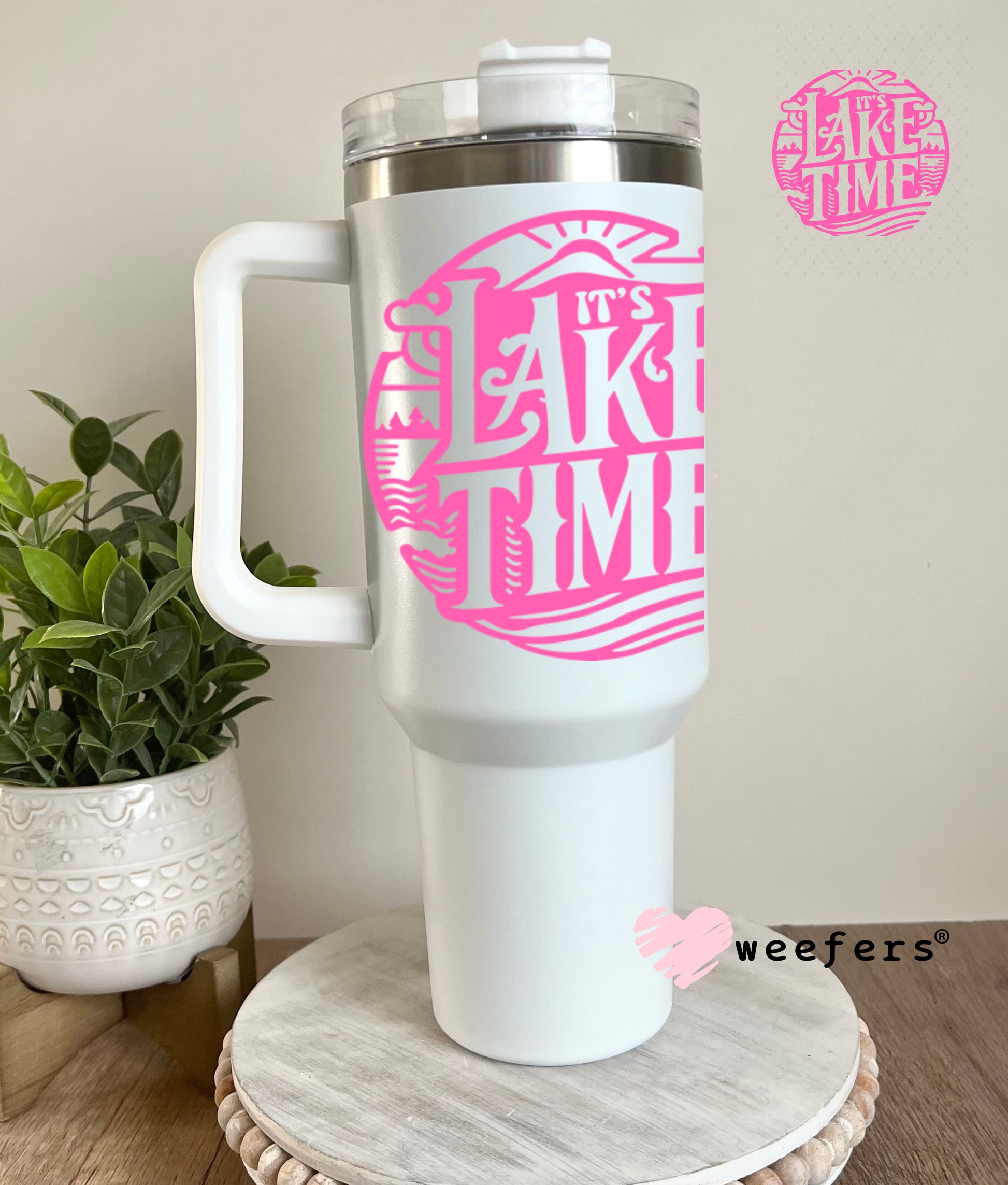 UV DTF Decal - Lake Time Pink 40oz Tumbler Decal Weefers