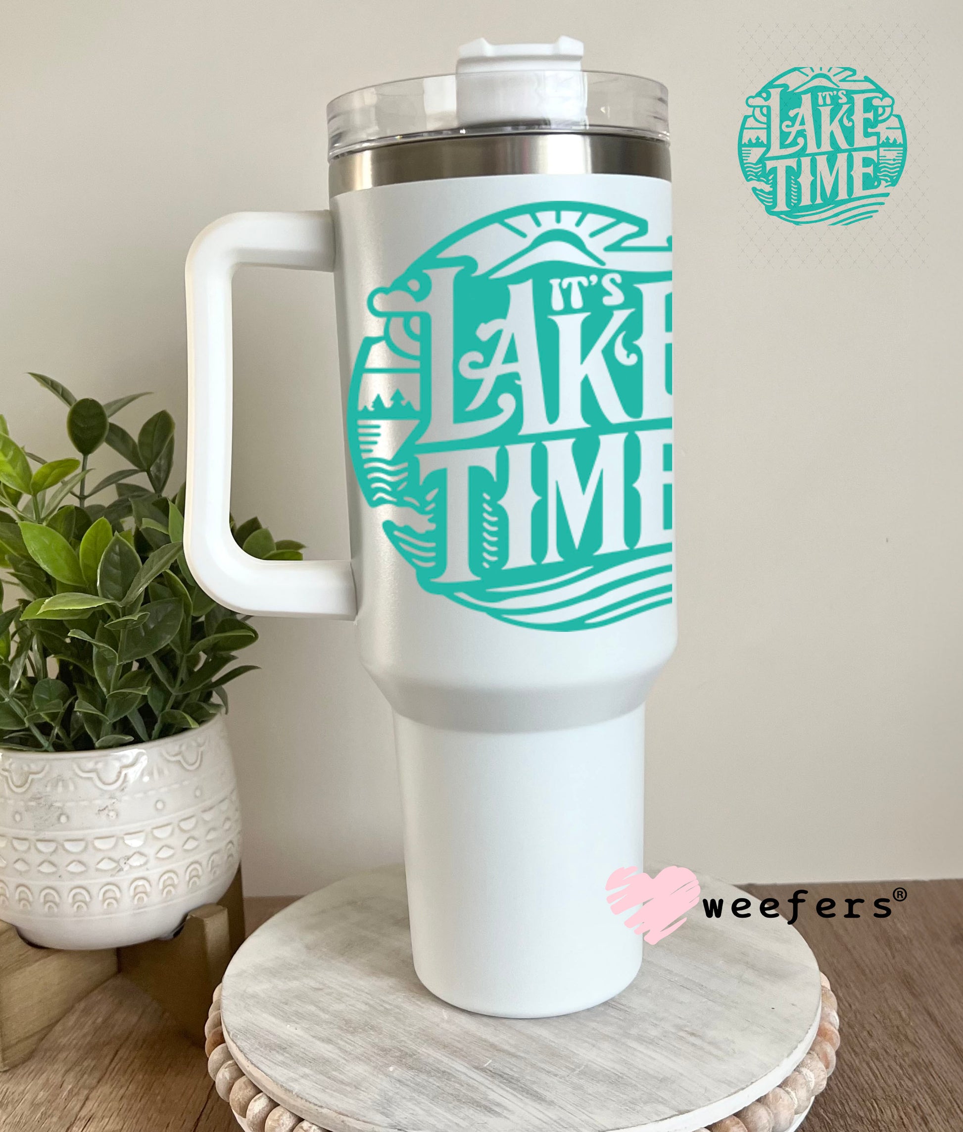 UV DTF Decal - Lake Time seafoam 40oz Tumbler Decal Weefers