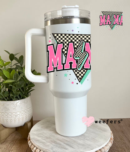 UV DTF Decal - Mama Pink Lightening Bolt 40oz Tumbler Decal Weefers