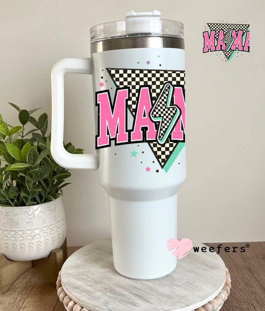 UV DTF Decal - Mama Pink Lightening Bolt 40oz Tumbler Decal Weefers