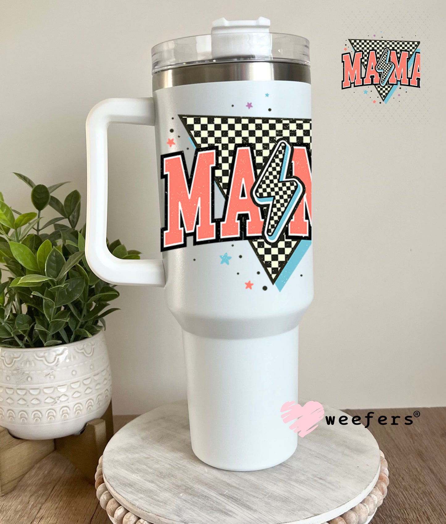 UV DTF Decal - Mama Salmon Lightening Bolt 40oz Tumbler Decal Weefers