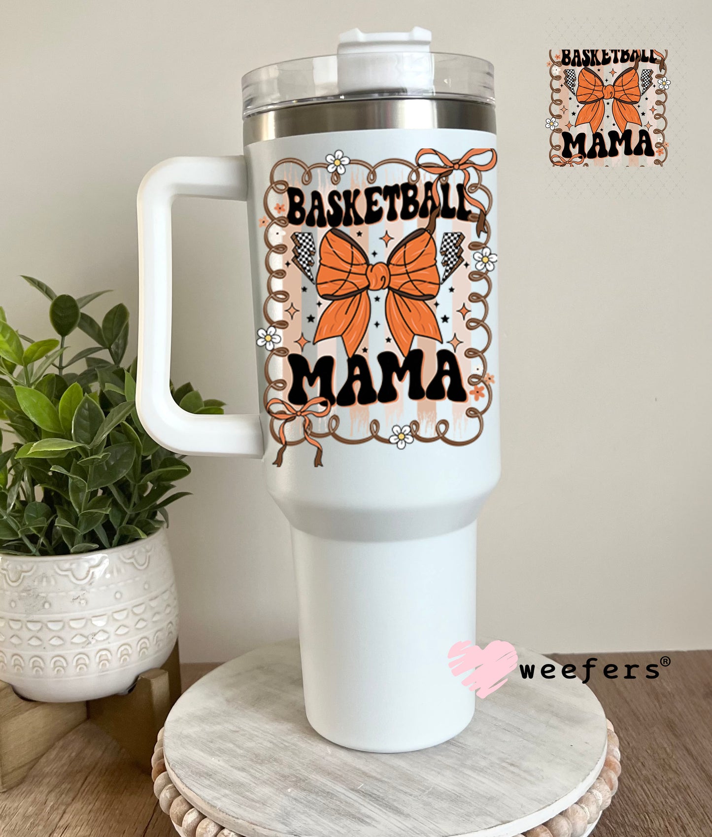 UV DTF Decal - Basketball Mama Bows 40oz Tumbler Decal Weefers