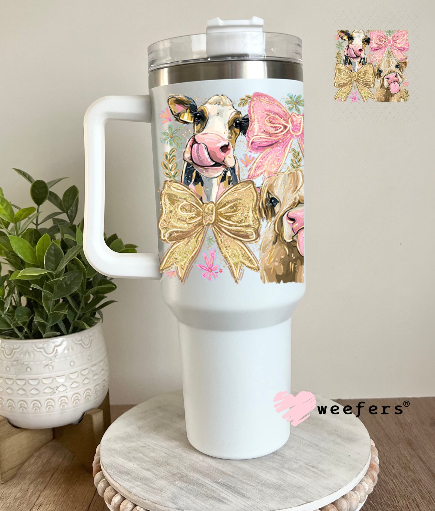UV DTF Decal - Cows and Bows 40oz Tumbler Decal Weefers